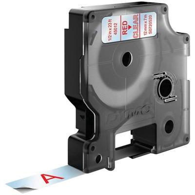 TAPE 12MMX7M ROOD/TRANSPARANT